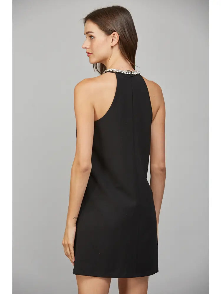 Fate Rhinestone Embellished Keyhole A-Line Dress