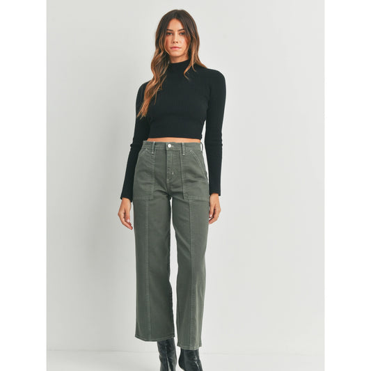 Just Black Denim Seamed Utility Straight Pant