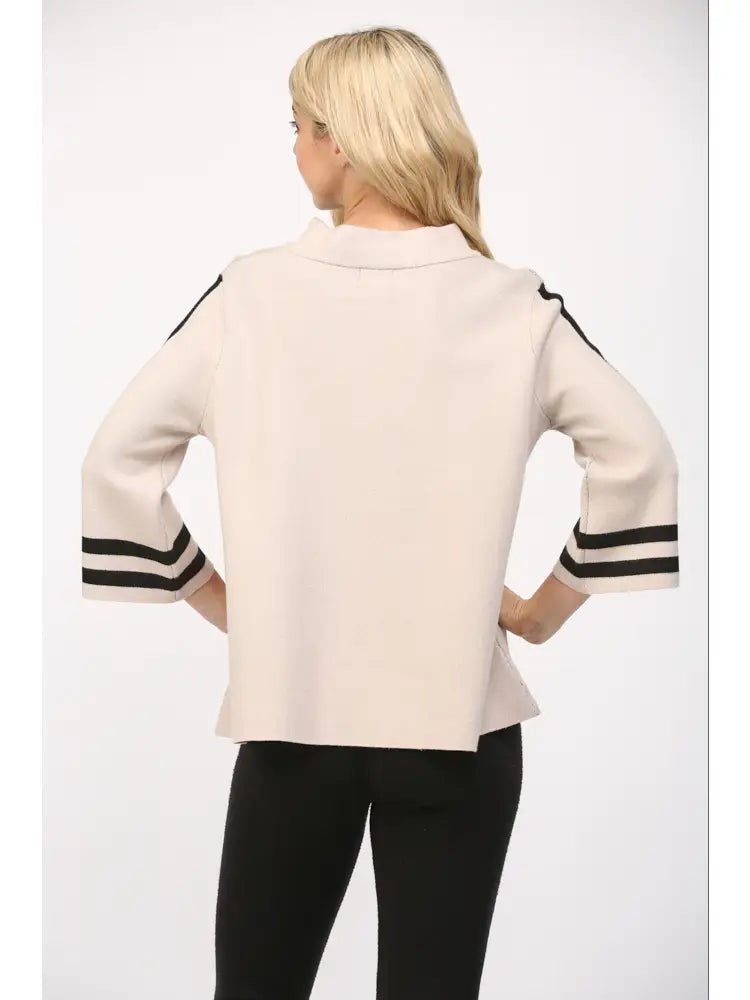 Fate Mock Neck Sweater with Stripe Trim