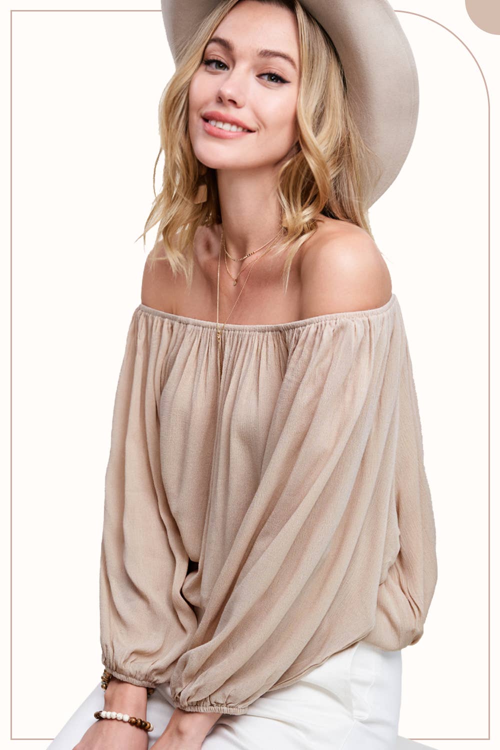 Off Shoulder Balloon Sleeve Top