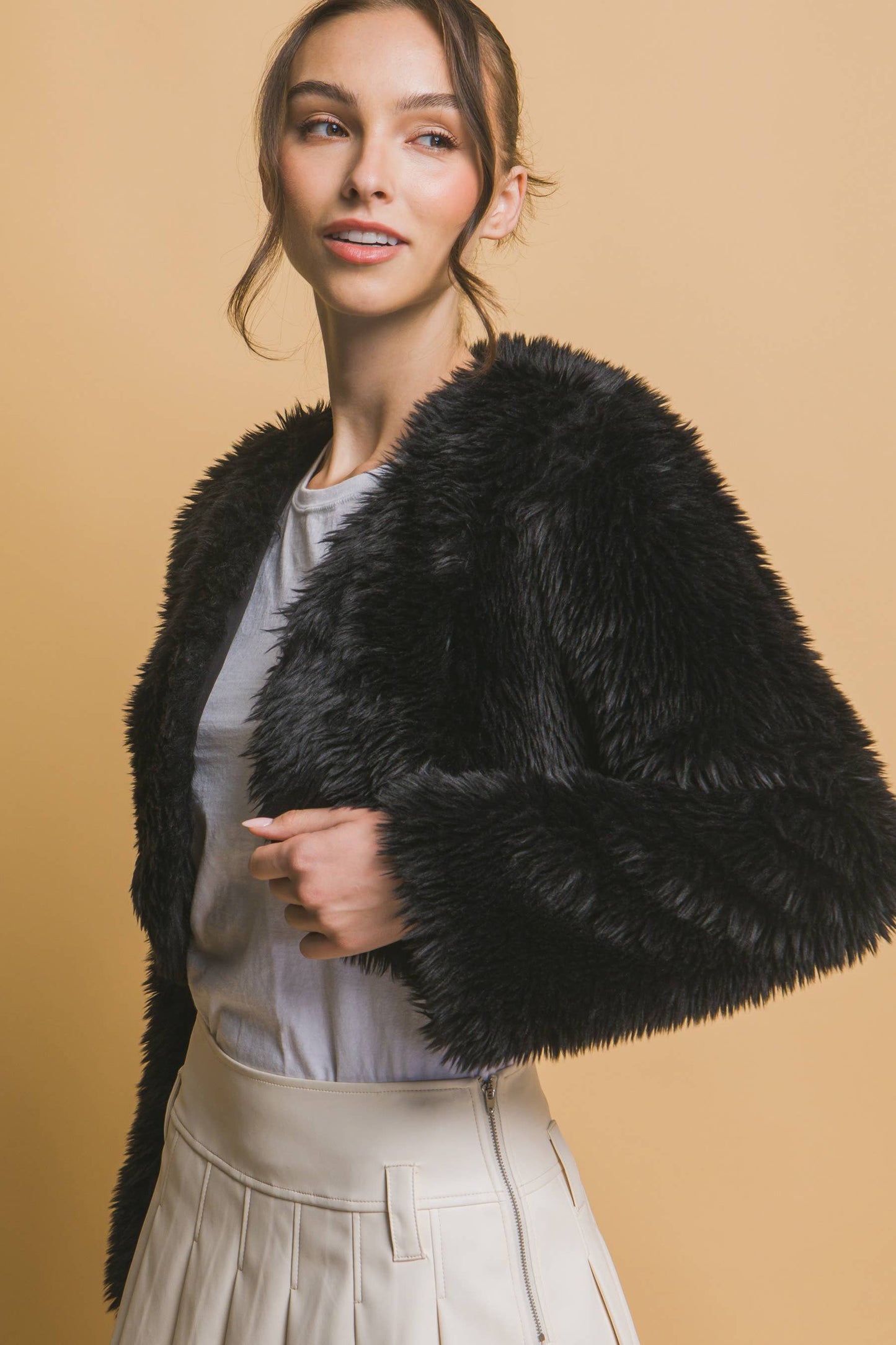 Faux Fur Cropped Bolero Jacket