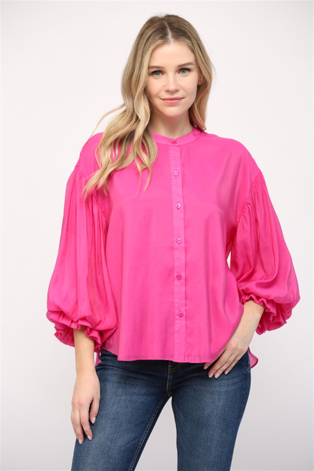 Fate Puff Sleeve Button Down Top