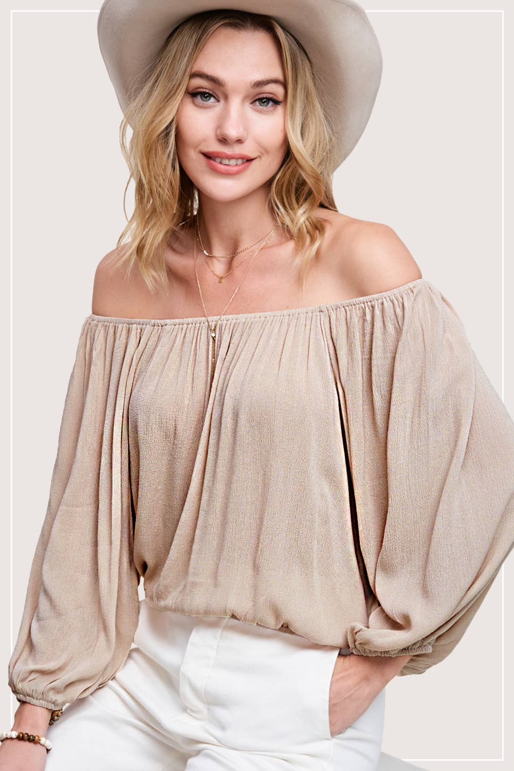 Off Shoulder Balloon Sleeve Top