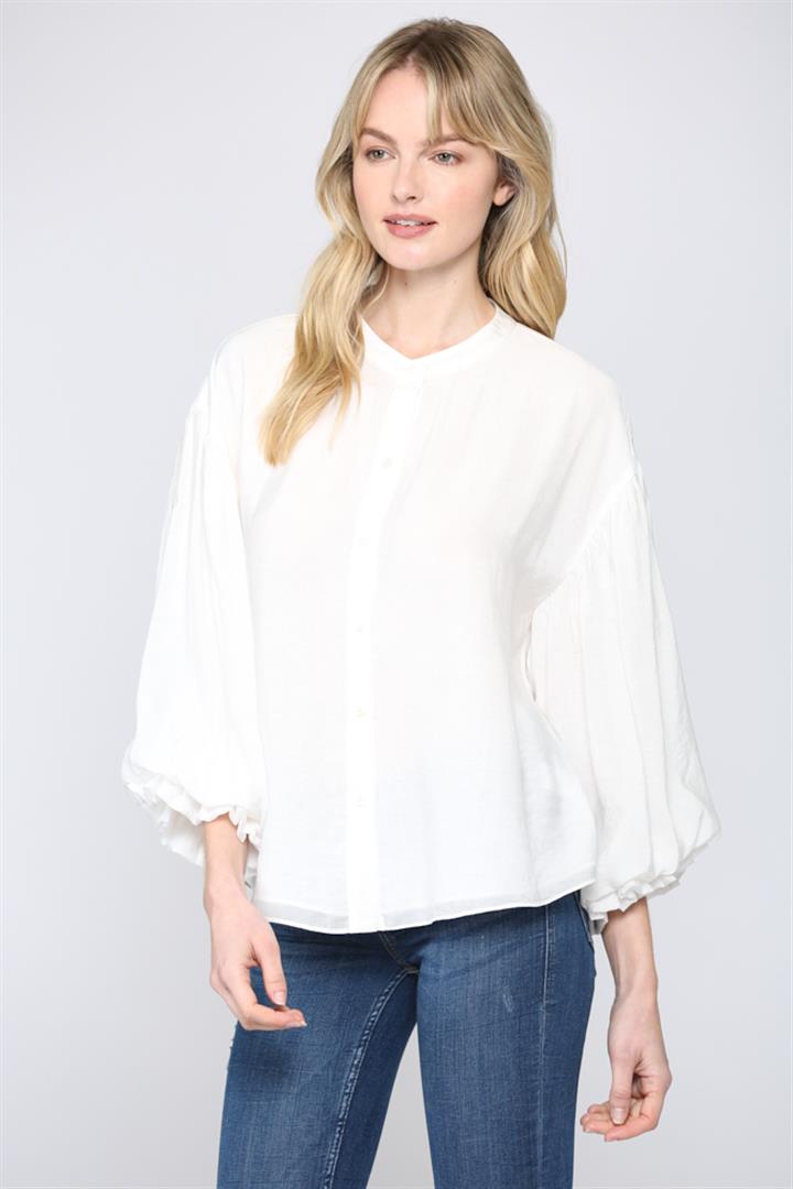 Fate Puff Sleeve Button Down Top