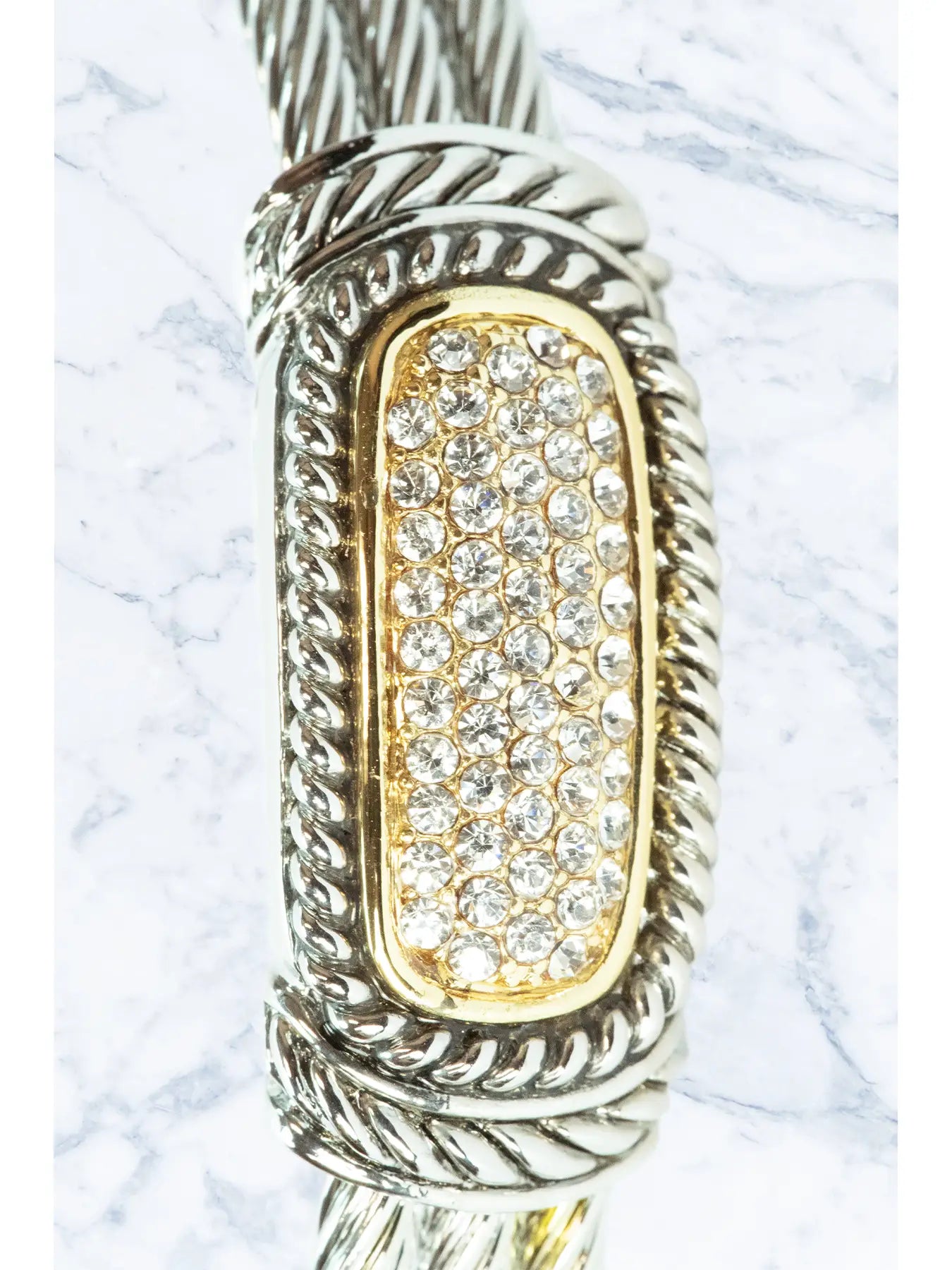 Suzie Q USA Luxury Metal Wired Cuff Bracelet With Diamonds