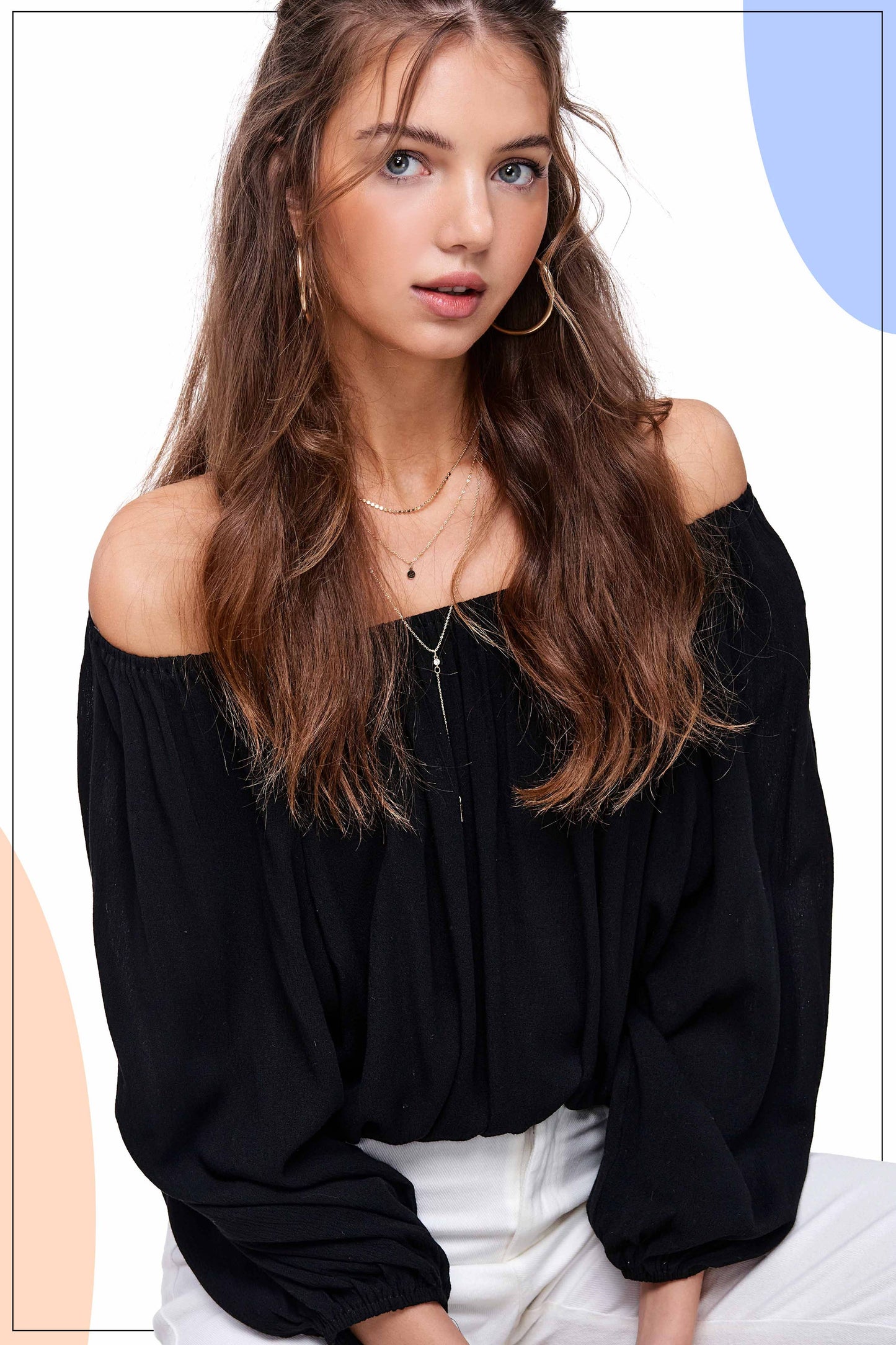 Off Shoulder Balloon Sleeve Top