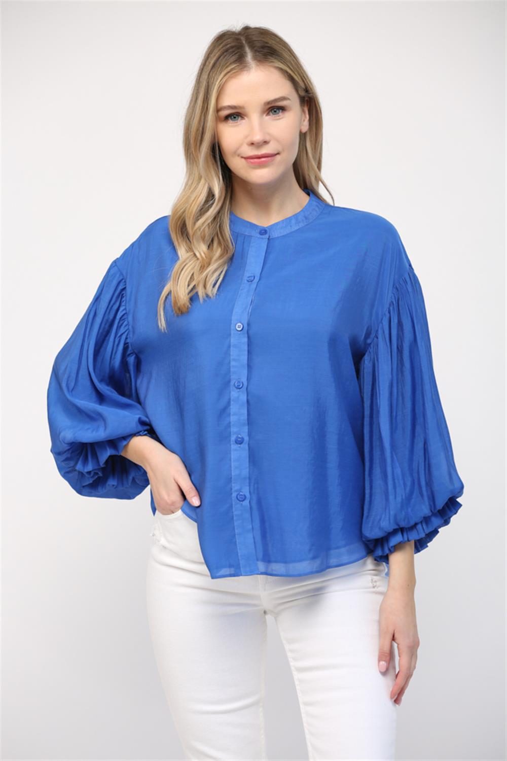 Fate Puff Sleeve Button Down Top