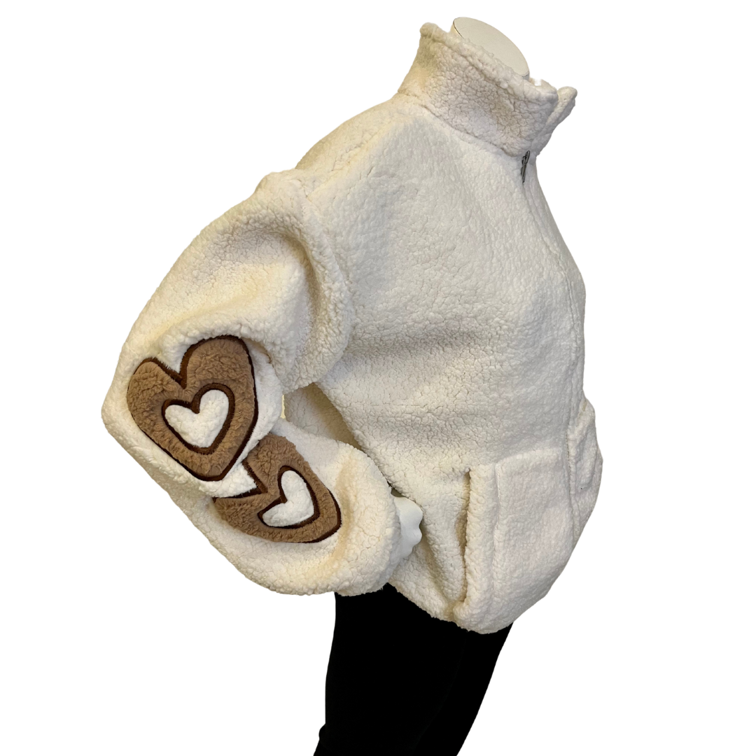 Cozy Sherpa Zippered Jacket with Appliqué