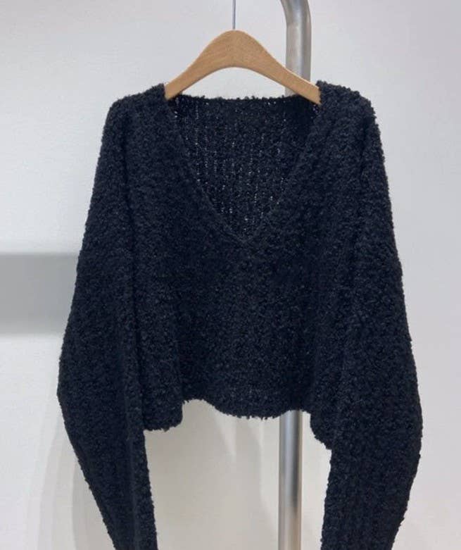 Miss Sparkling V neck crop sweater