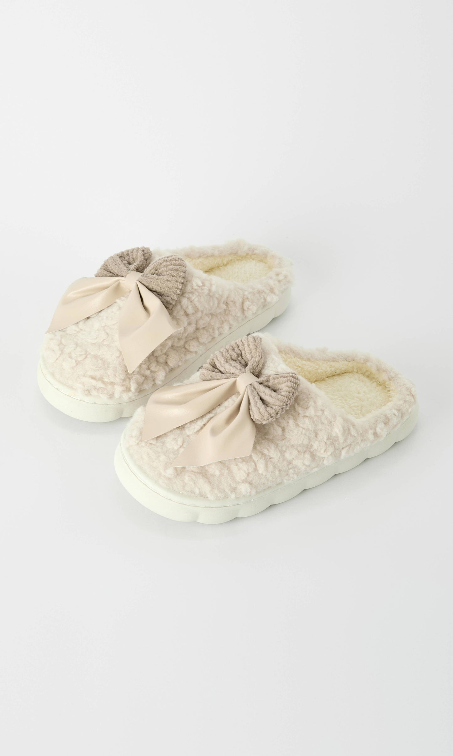 Fuzzy Bow Indoor Slippers