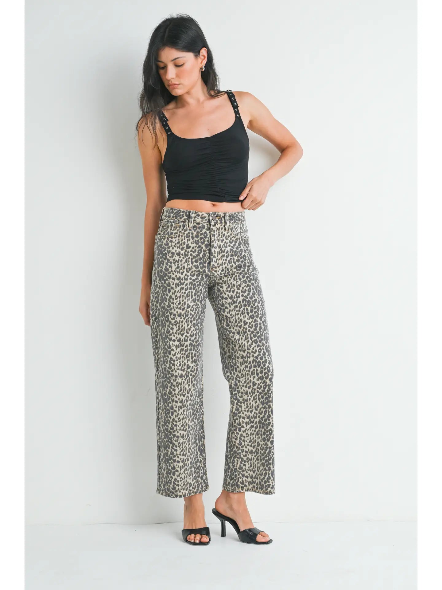JBD High Rise Leopard Vintage Straight Jean