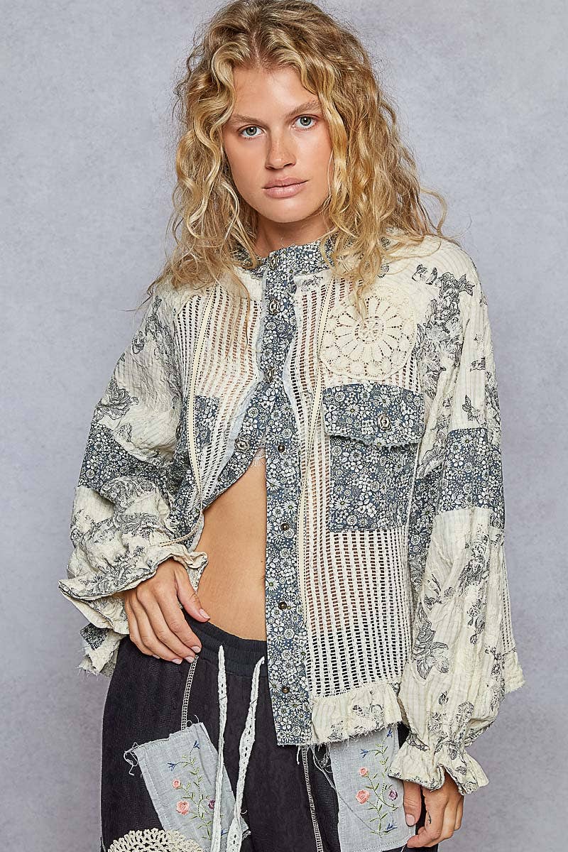 Pol Crochet embroidered hoodie jacket