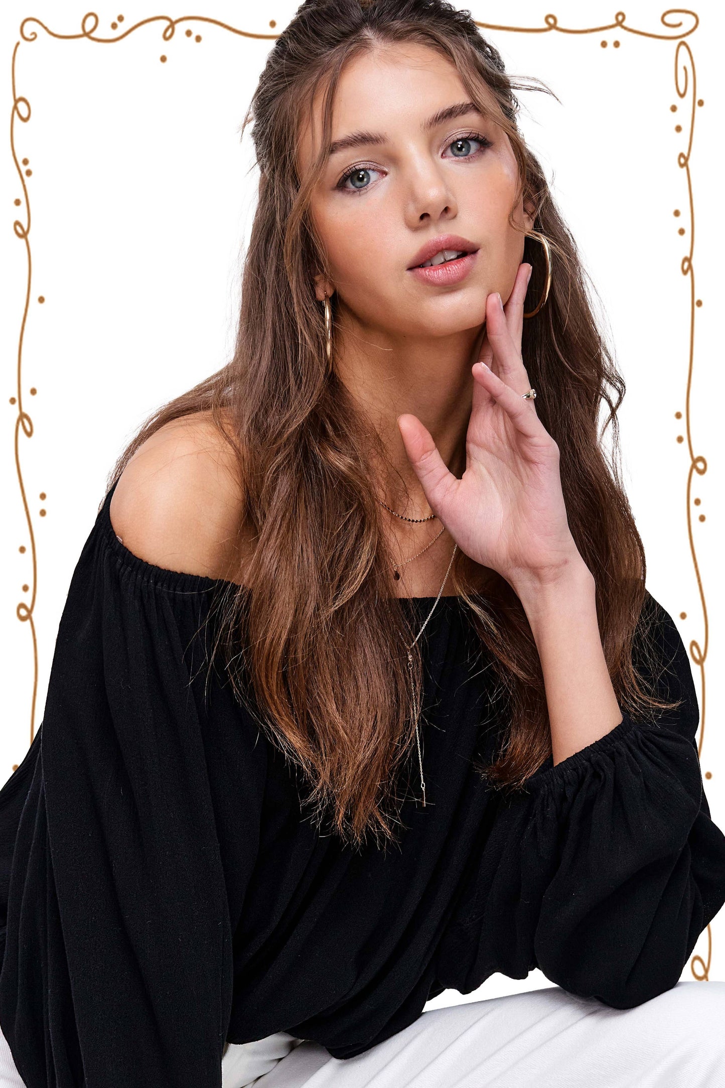 Off Shoulder Balloon Sleeve Top