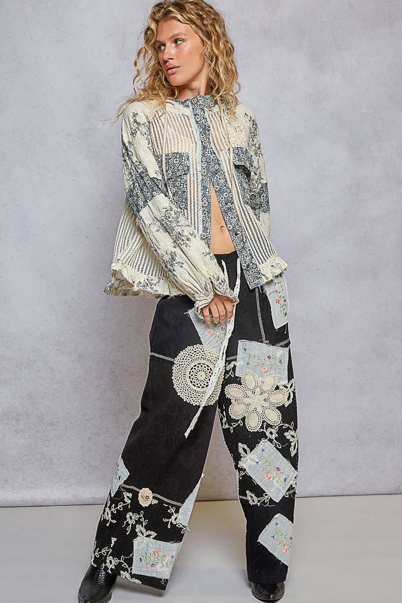 Pol Crochet embroidered hoodie jacket