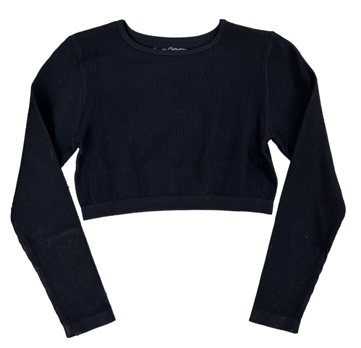 Suzette Long Sleeve High Neck Rib Crop Black