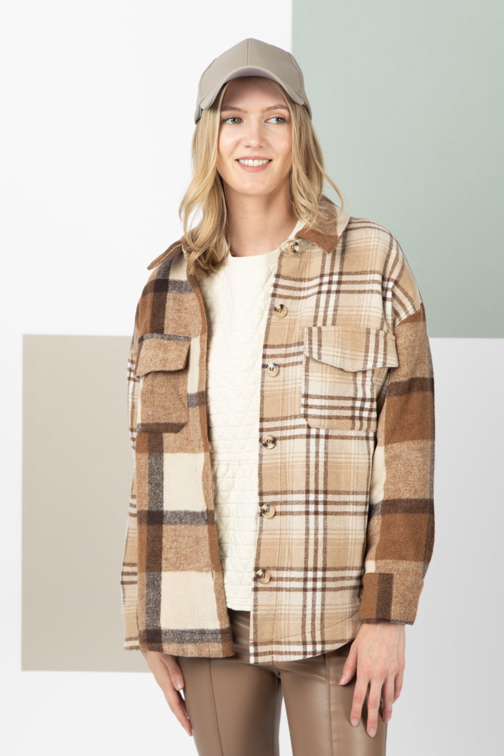 New In Plaid Blocking Shacket