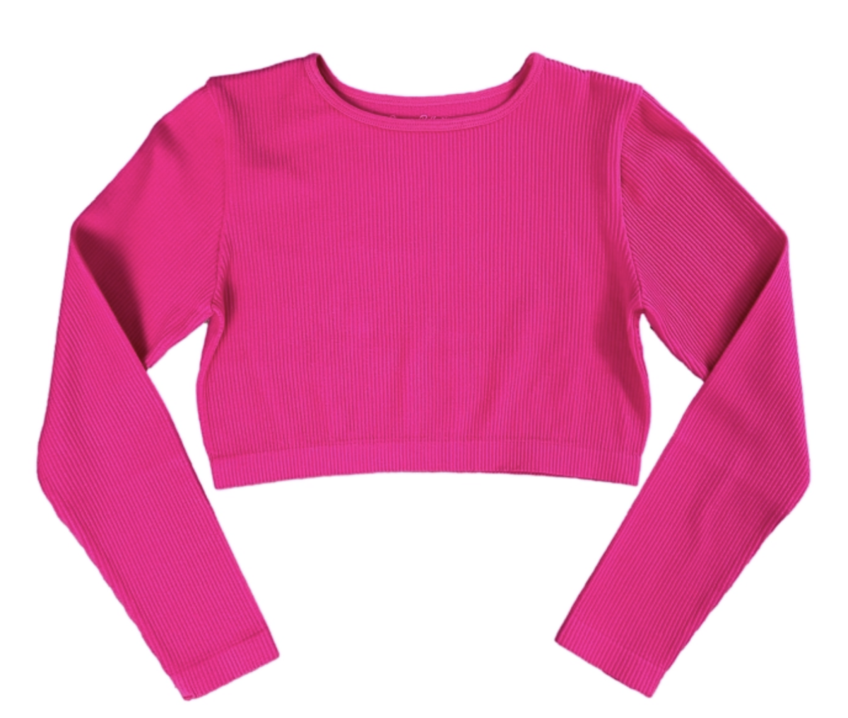 Suzette Long Sleeve High Neck Rib Crop Black