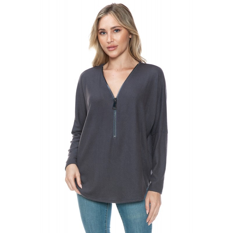 Ariella Dolman Sleeve Zipper Top