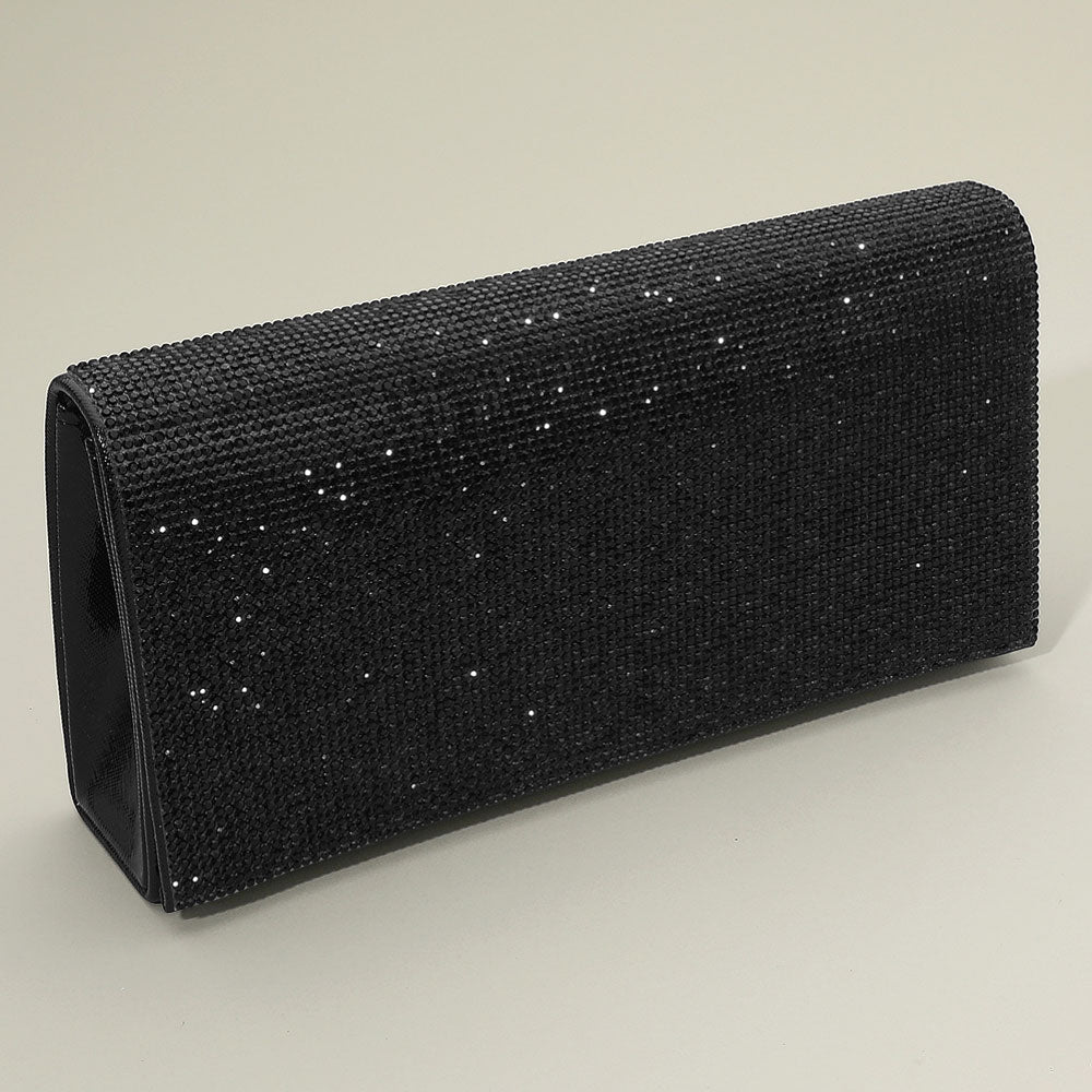 Studded Evening Clutch Bag / Crossbody Bag Silver Strap