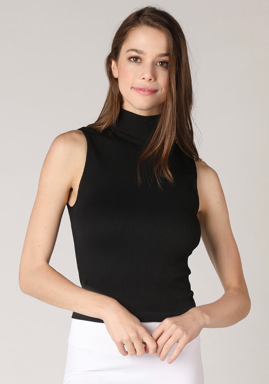 NIKIBIKI Ribbed Turtleneck Sleeveless Top