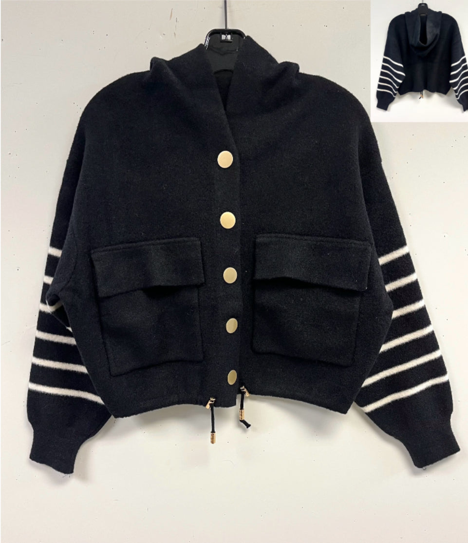 Striped sleeve Bomber Jacket