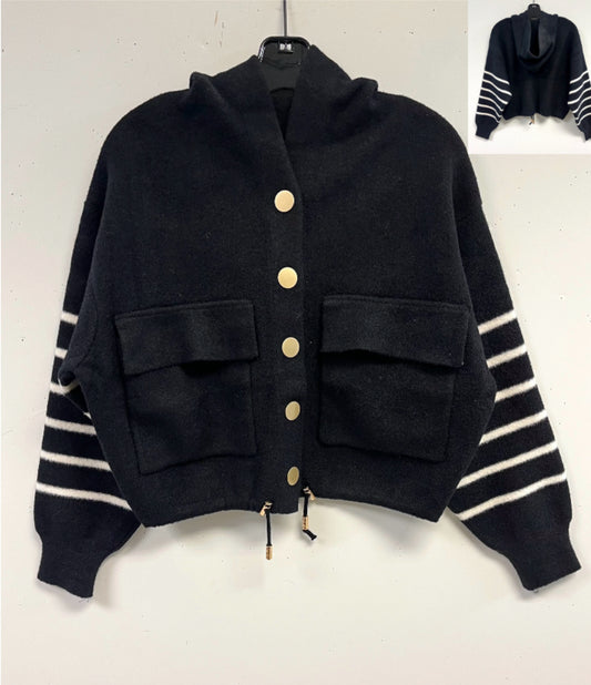 Striped sleeve Bomber Jacket