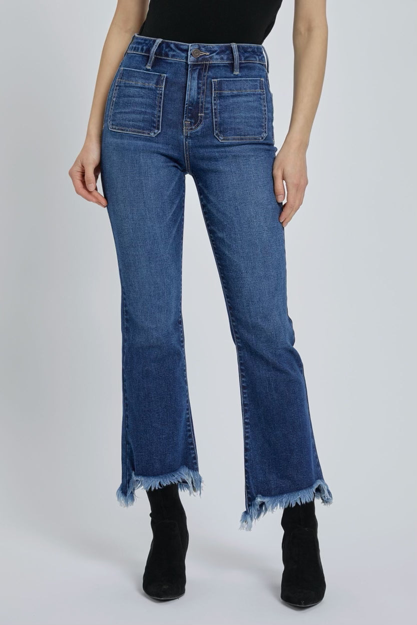 Hidden Hapi High Rise Chewed Hem Flare