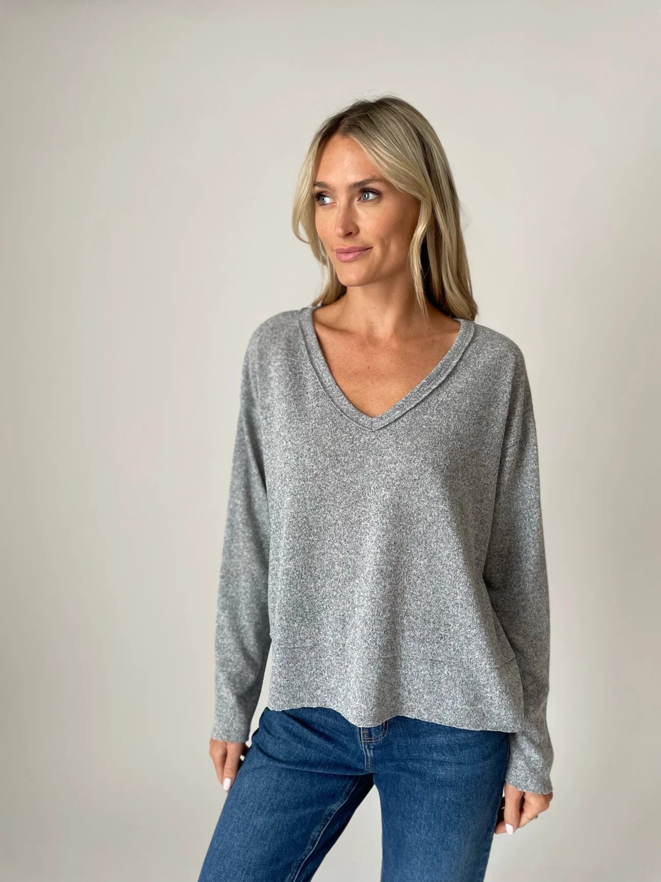 Six Fifty V-neck Hemmed Sweater