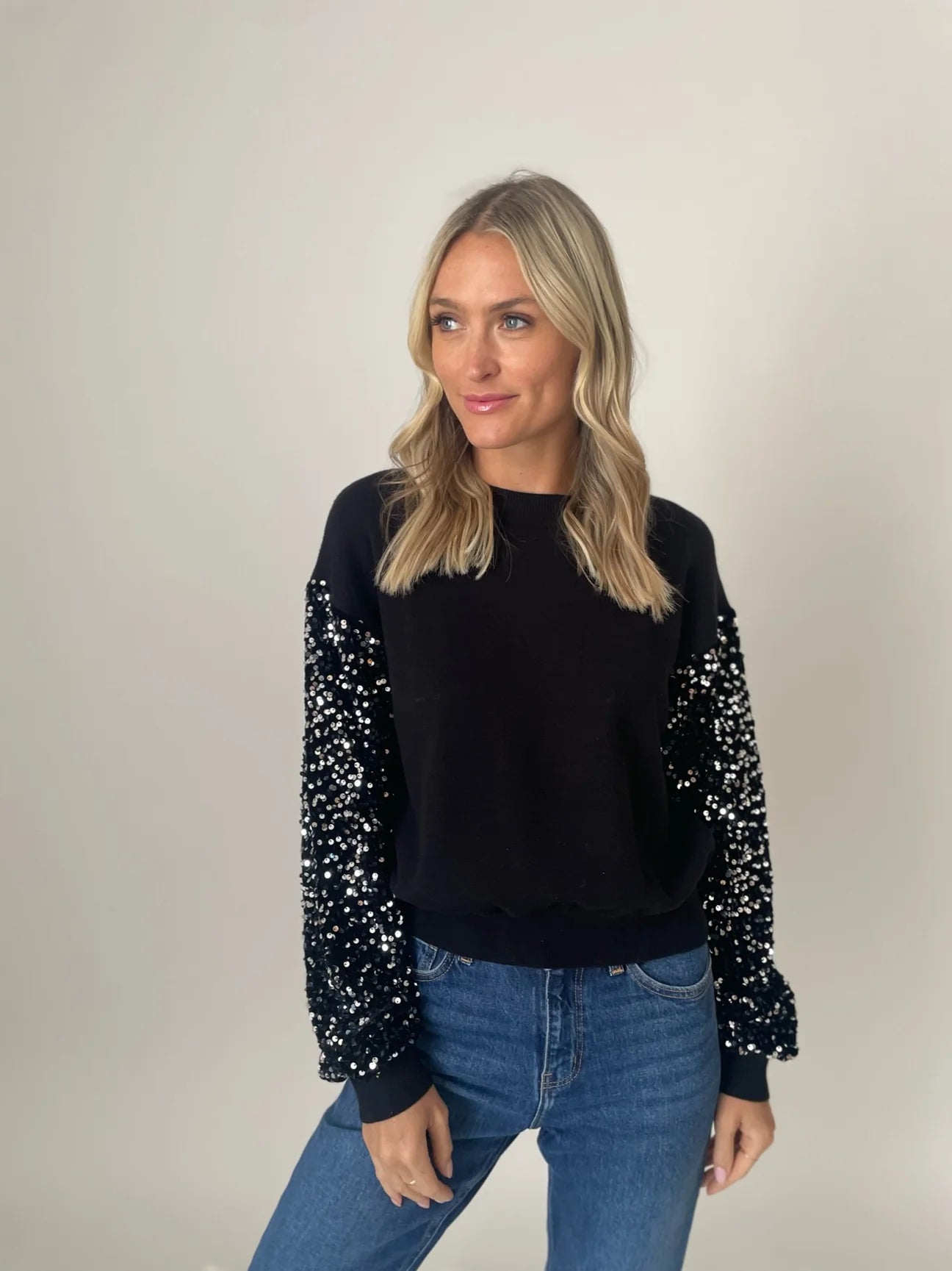 Six Fifty Out of Sight Sequin sleeve Sweater