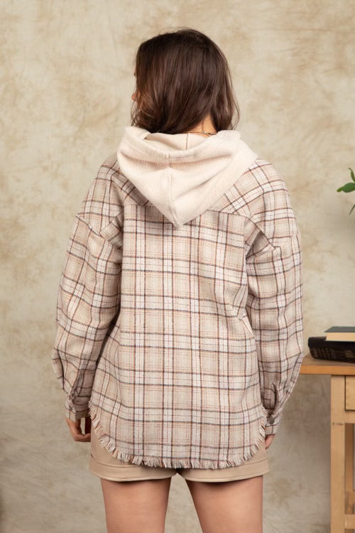 Very J Hooded Plaid Jacket