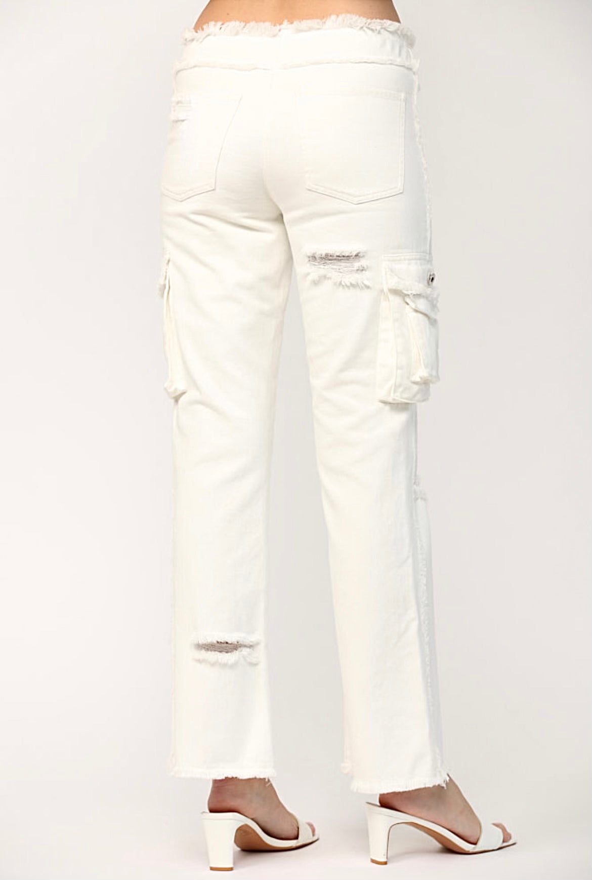 Fate Distressed Detail Flare Cargo Pants