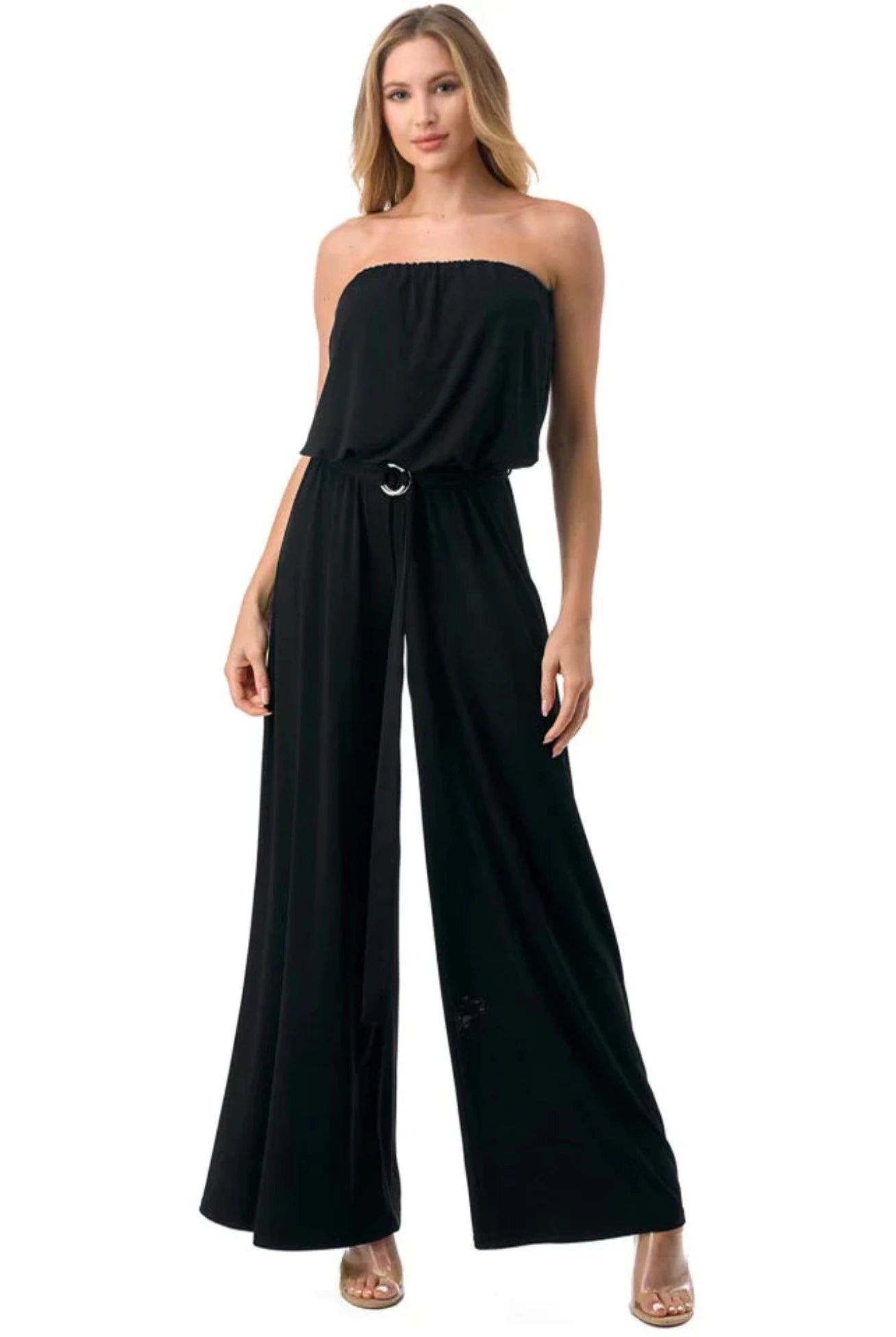 Ariella Wide Leg Jumpsuit with Ring Belt