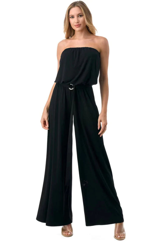 Ariella Strapless Wide Leg Jumpsuit with Ring Belt