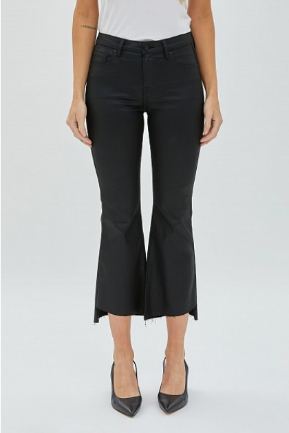 Hidden Black Coated Step Hem Cropped Flare