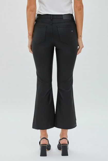 Hidden Black Coated Step Hem Cropped Flare