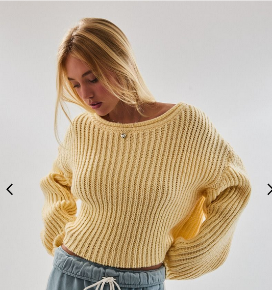 Lelis Boat Neck Chunky Crop Sweater Top