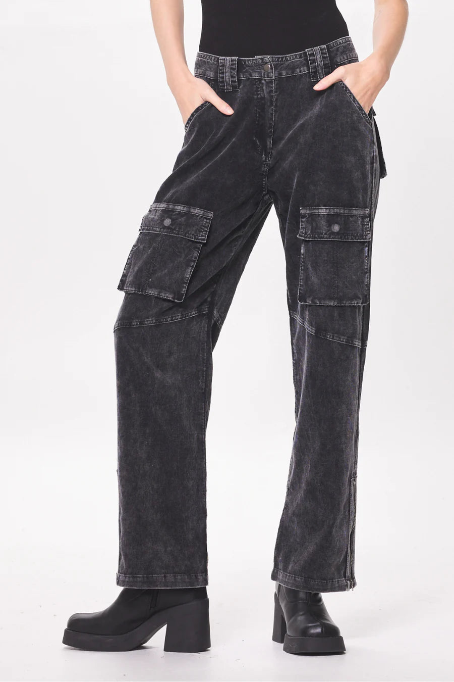 Vintage Havana Slate Blue Baby Cord Cargo Pant