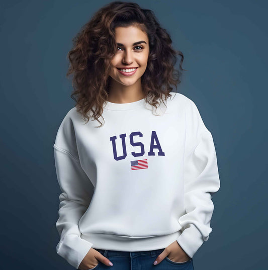 USA Flag Sweatshirt White