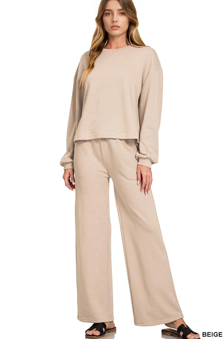 French Rib Pullover Top and Pant Set