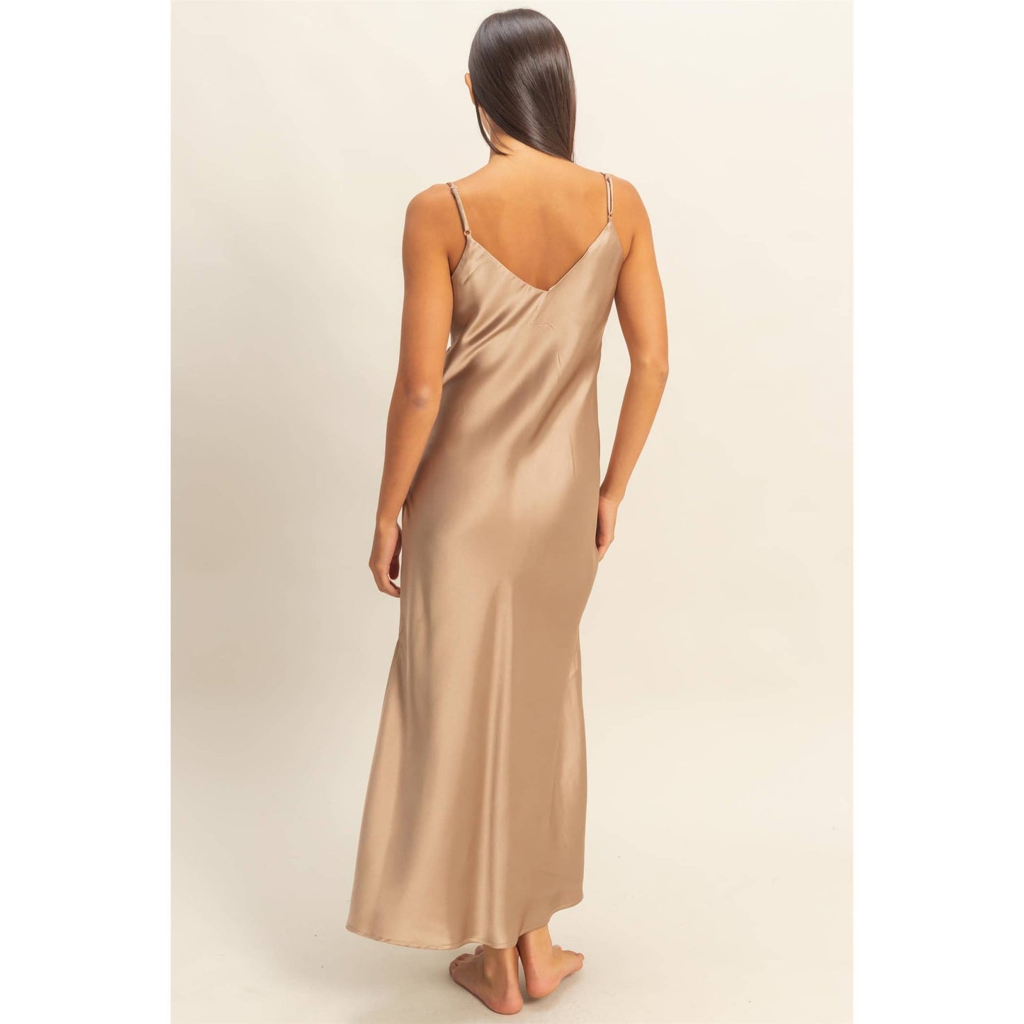 Satin Midi Dress With A Side Slit
