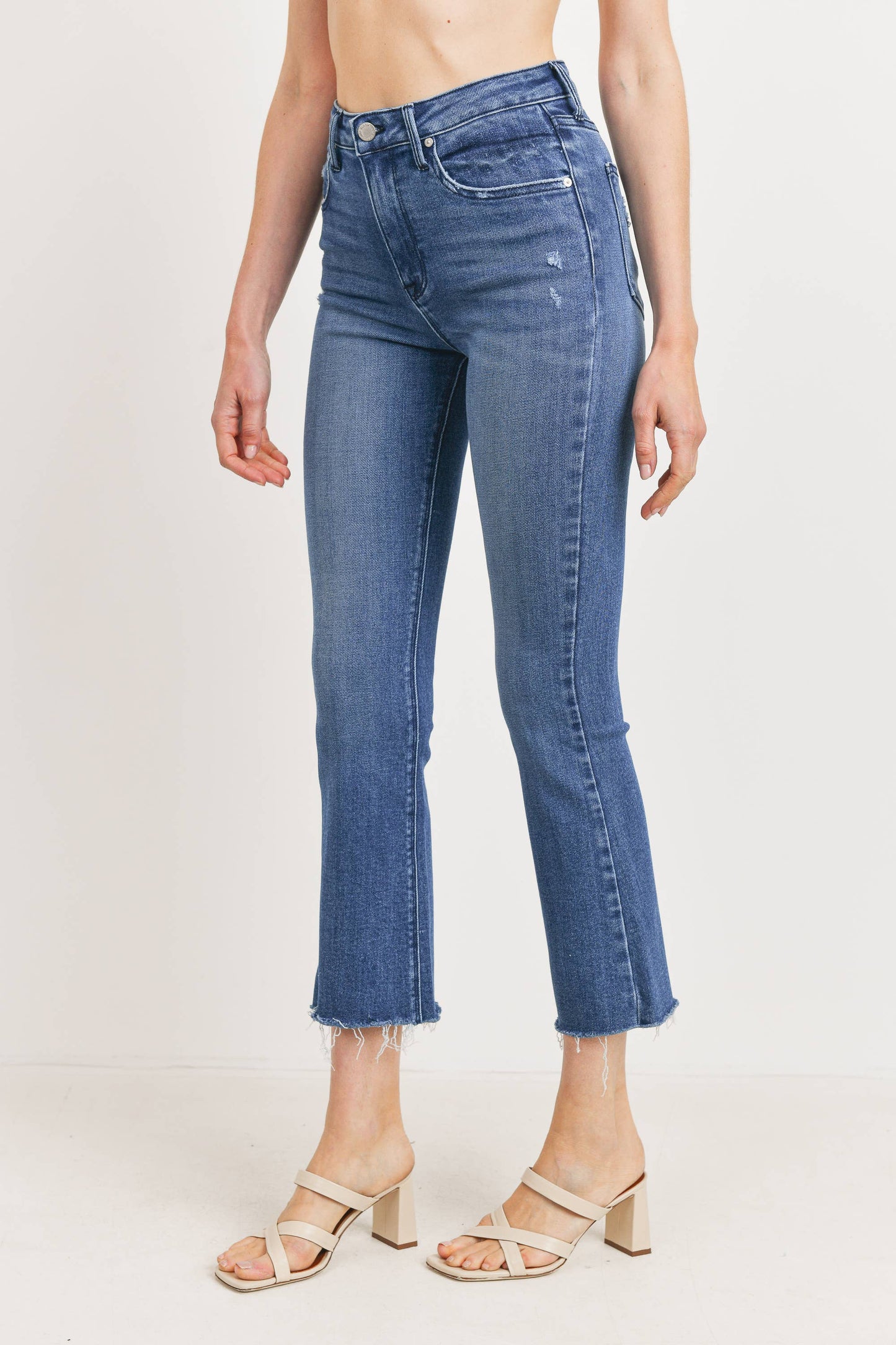 Just Black High Rise Tonal Crop Flare