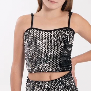 Cheryl Creations Tween Silver Sequin Top