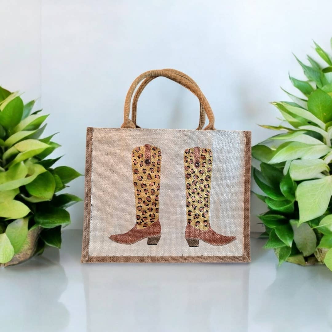 Animal Print Cowboy Boots Tote Bag