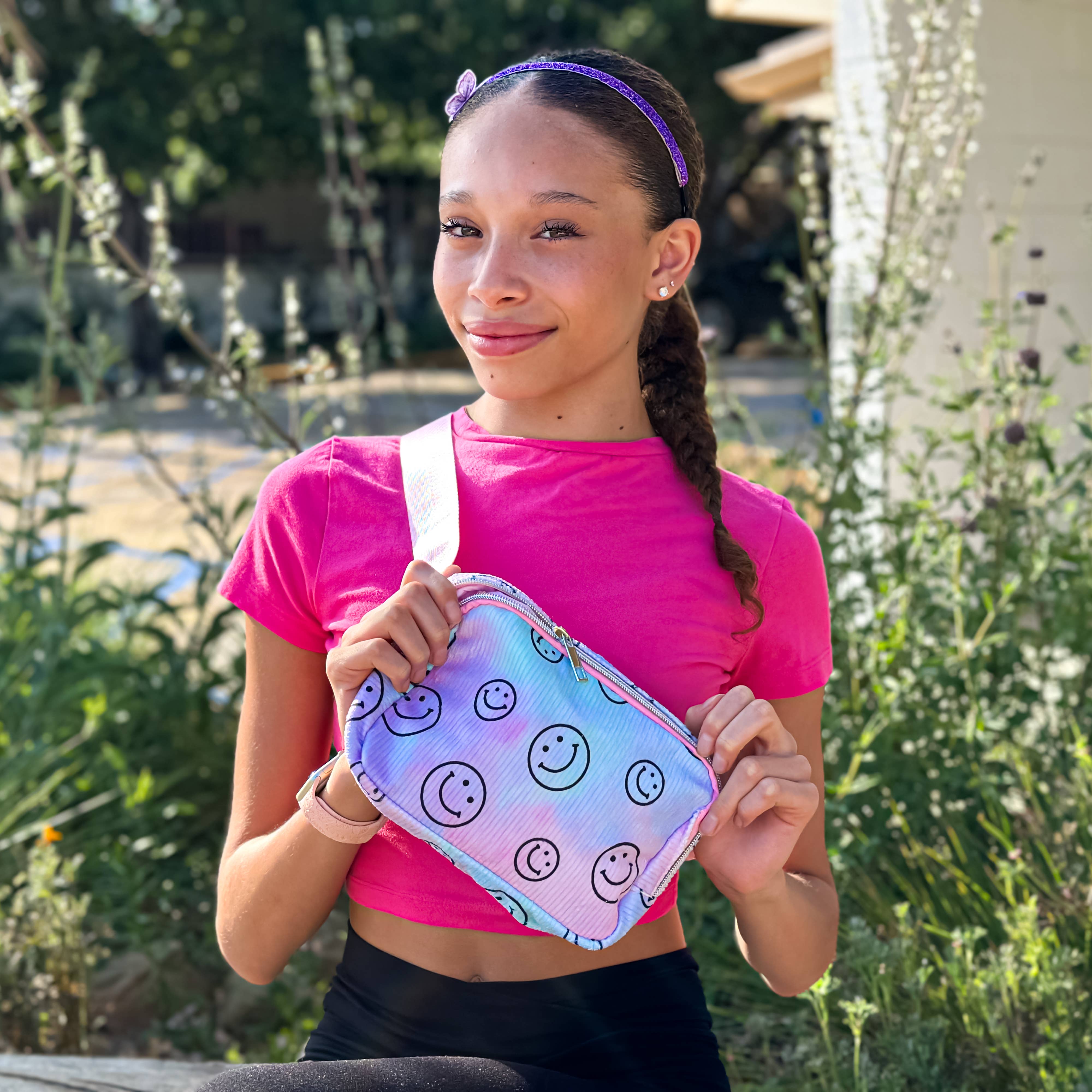 Kids Belt Bag Tie Dye Smiley Face Crossbody Fanny Pack Launch Boutique