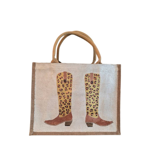 Animal Print Cowboy Boots Tote Bag