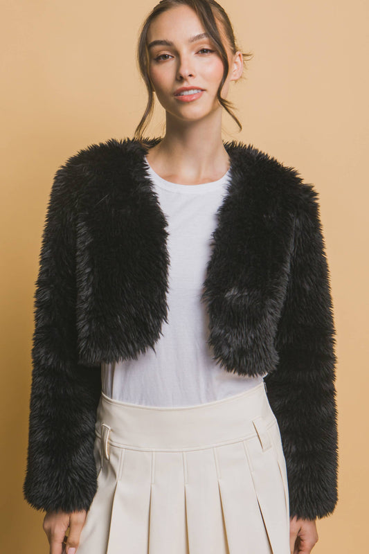 Faux Fur Cropped Bolero Jacket