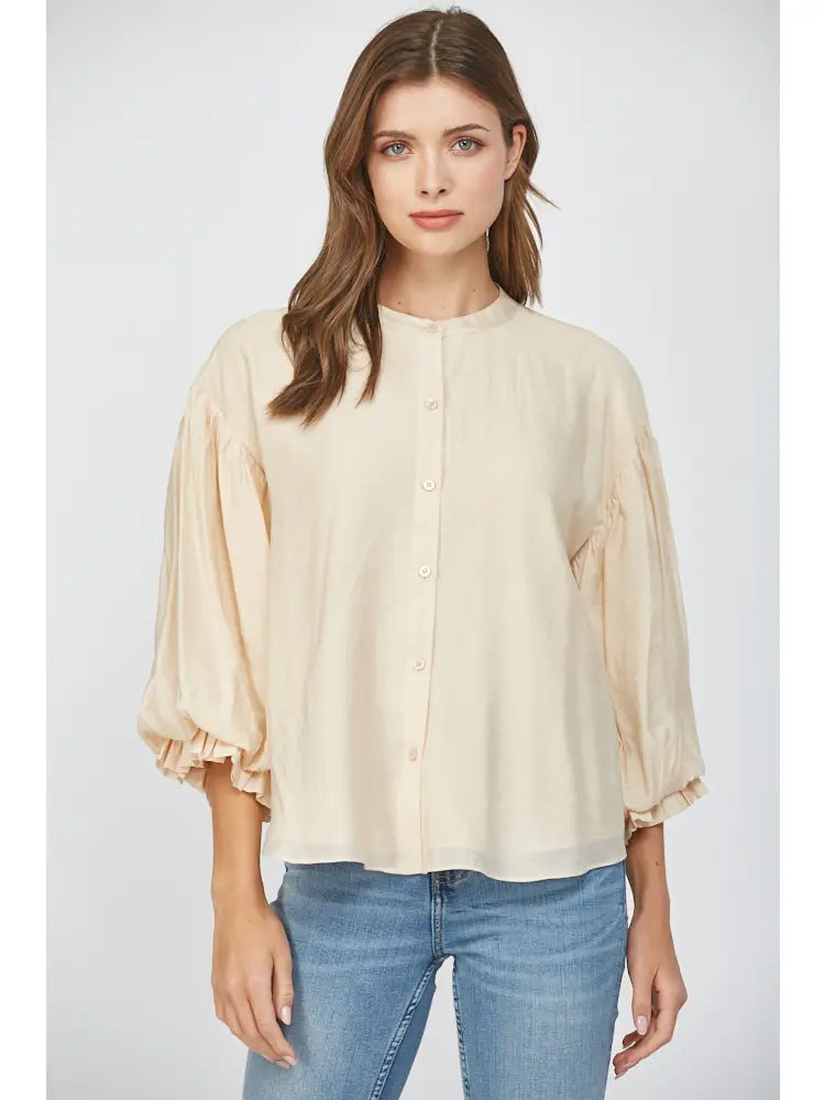Fate Puff Sleeve Button Down Top