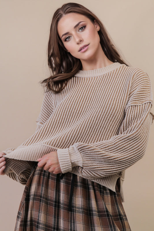 Two Tone Striped Casual Stripe Sweater Top