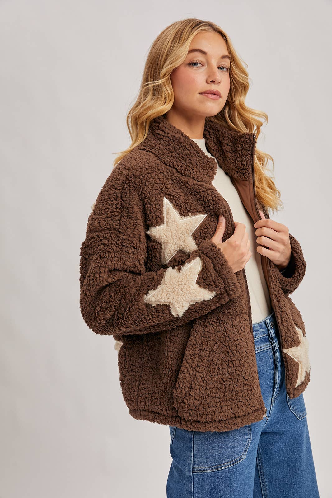 STAR-SHAPED SHERPA FLEECE TEDDY JACKET