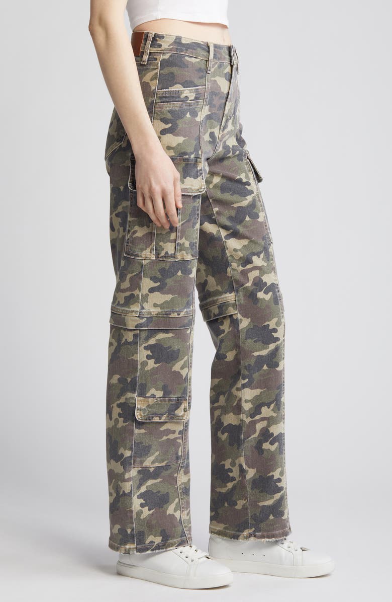 Hidden Camo Print Straight Leg Cargo Jeans